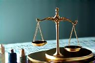 Livre de lois et règlements avec une balance de justice